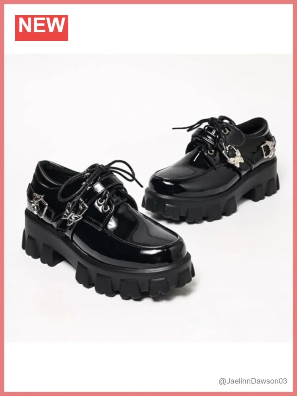 Chunky Platform Loafers Goth Oxfords Shoes for Women Faux Leather Block Heel